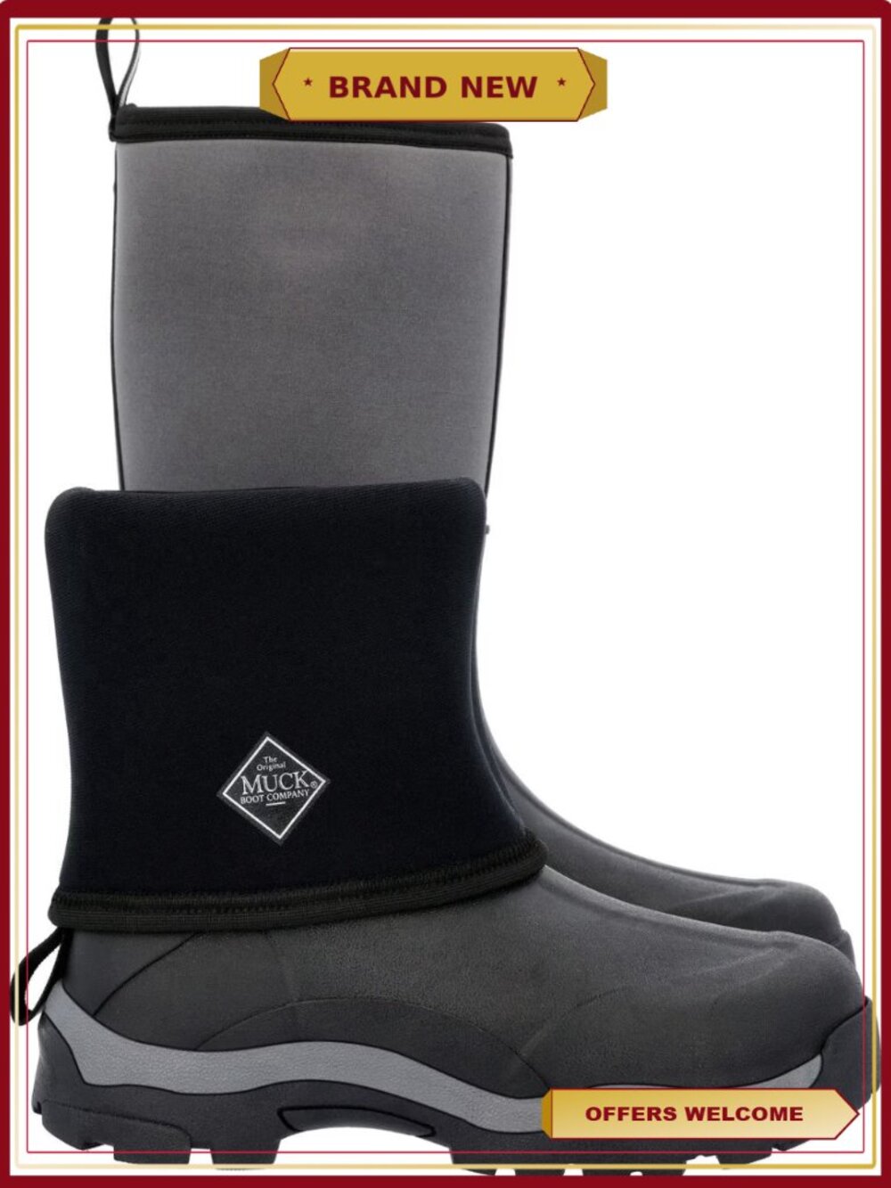 Unisex Tall Rubber Wellington Boots with Neoprene Lining, Size 9